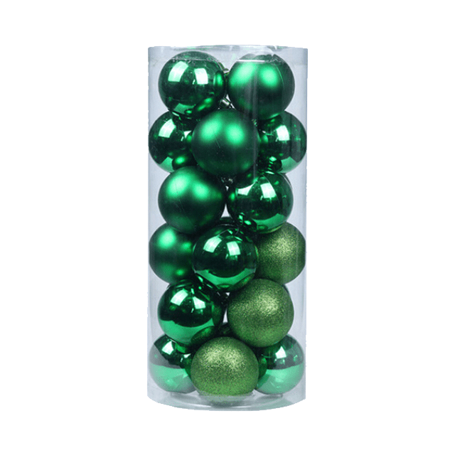 Lot de 24 boules de Noël standard - Vert foncé